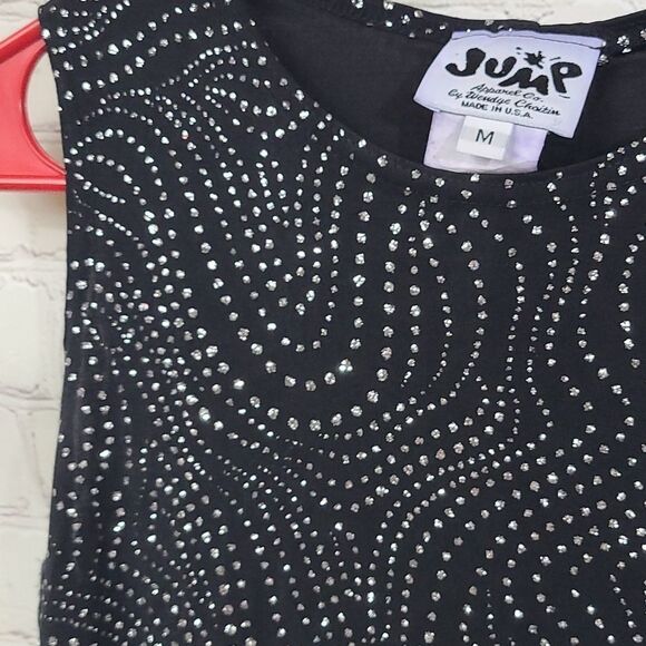 Vintage 90s Y2K Jump Black/Silver Metallic Glitter Sleeveless Formal Party Dress - Picture 3 of 8